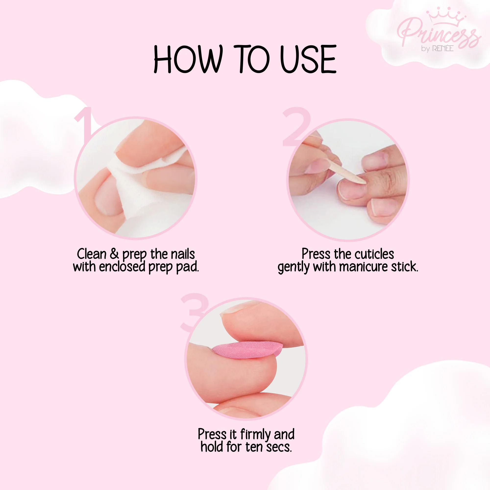 Cloudshine Lip Gloss & Stick On Nails- Pink Marble Combo For Preteens, By Princess By RENEE - Image 5