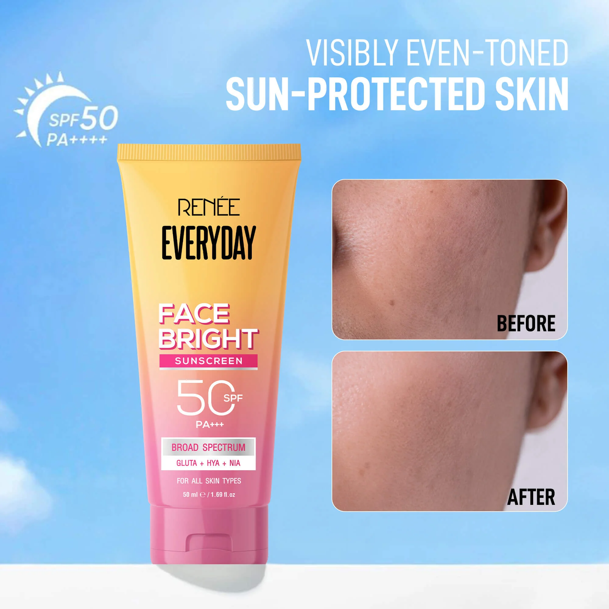 RENEE Everyday Face Bright Skincare Trio With Face Wash, Illuminating Serum & In-Vivo Tested Sunscreen SPF 50 PA+++ - Image 5