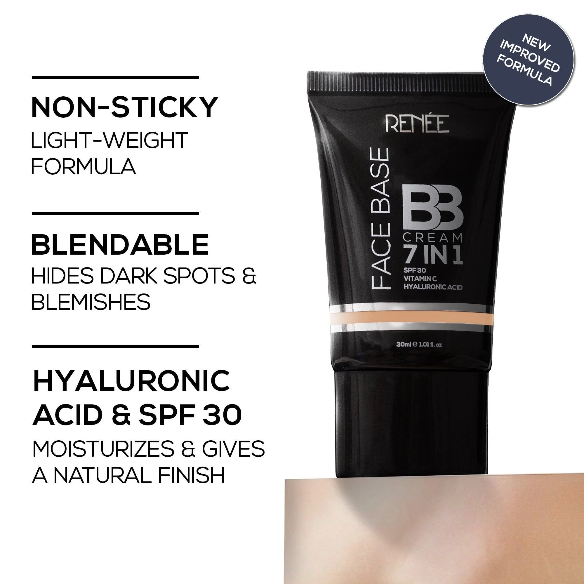 RENEE Face Base 7 in 1 BB Cream with SPF 30, Hyaluronic Acid & Vitamin C, 30 ml - Image 21