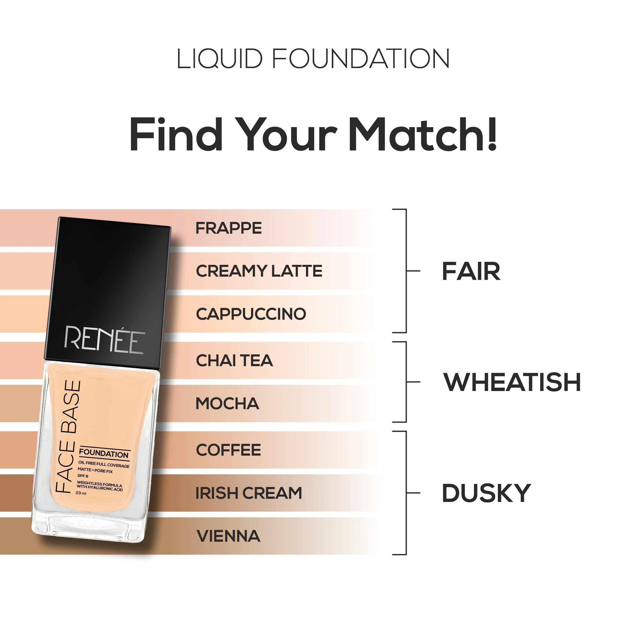 RENEE Face Base Liquid Foundation, 23 ml - Image 36